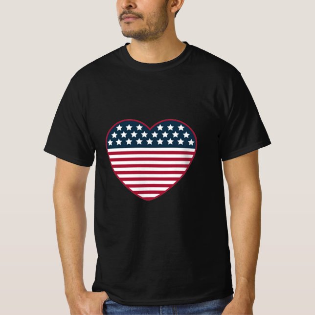 Camiseta Bandera con forma de corazón estadounidense (Anverso)