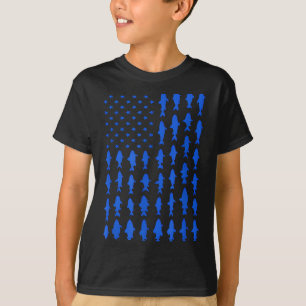 Camiseta Bandera con silueta de pez americano Arte patrióti