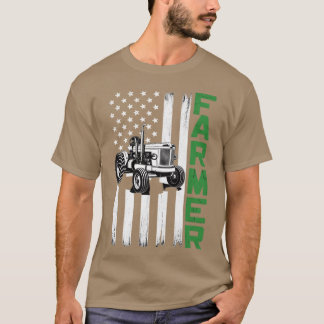Camiseta Bandera con Tractor - Agricultor Patriótico y Agri