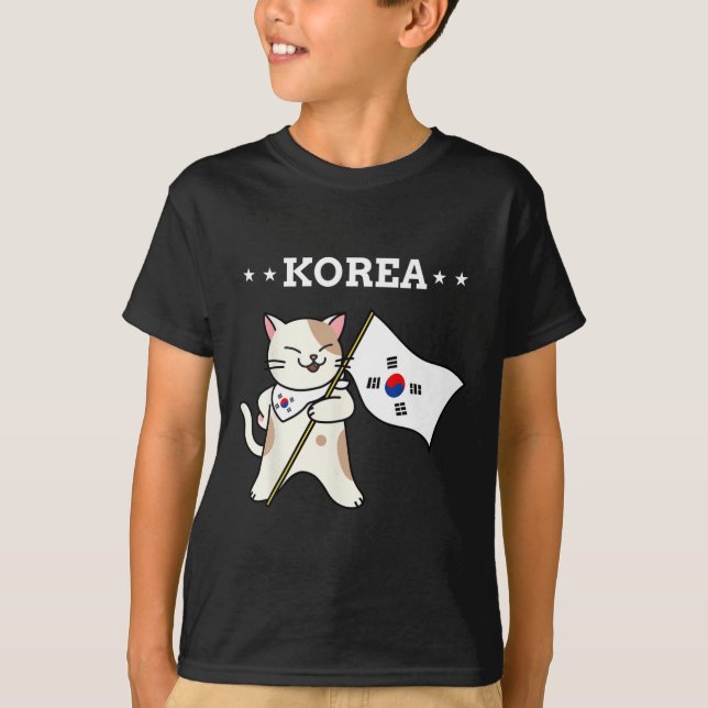 Camiseta Bandera Coreana Y Gato Corea Del Sur (Anverso)