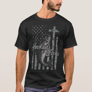 Camiseta Bandera Cristiana Americana Enganchada a Jesús