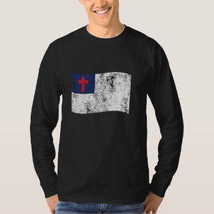 Camiseta Bandera cristiana con angustia impresa retro vinta