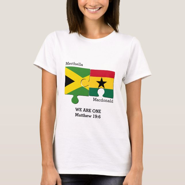 Camiseta Bandera cristiana de JAMAICA GHANA personalizada (Anverso)