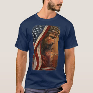 Camiseta Bandera cristiana norteamericana patriótica una na