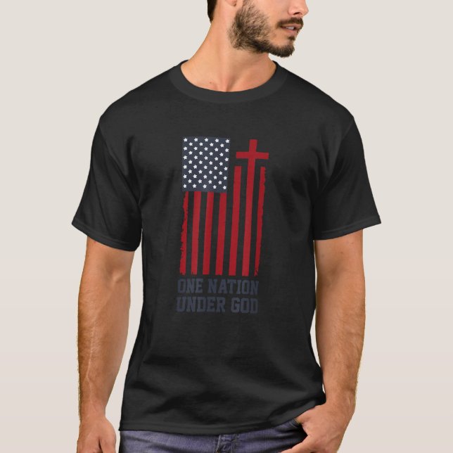 Camiseta Bandera cristiana norteamericana patriótica una na (Anverso)