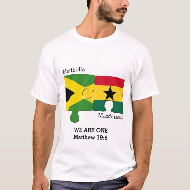 Camiseta Bandera cristiana personalizado JAMAICA GHANA (Anverso)