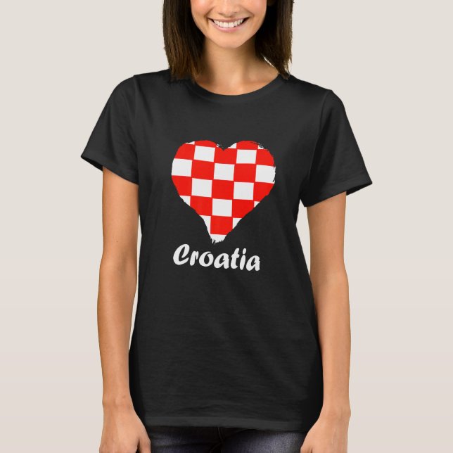Camiseta Bandera croata Corazón Croata Raíces Orgullo Croat (Anverso)