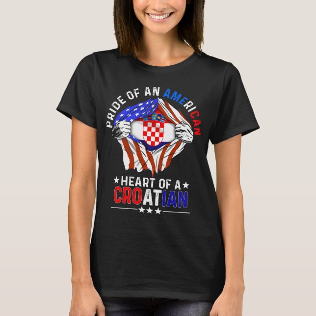 Camiseta Bandera croata estadounidense extranjera de Croaci (Anverso)