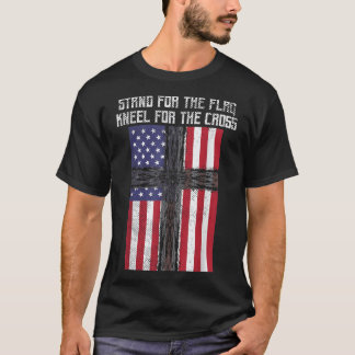 Camiseta Bandera Cruz de rodillas Dios Jesús Estados Unidos