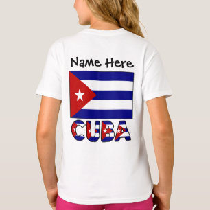 Camiseta Bandera Cubana Azul Oscuro Personalizada 