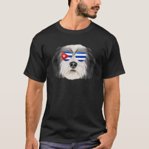 Camiseta Bandera Cubana Bolsillo de perro de la flor de Pol