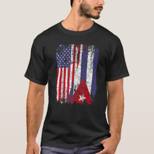 Camiseta Bandera cubana de media bandera estadounidense