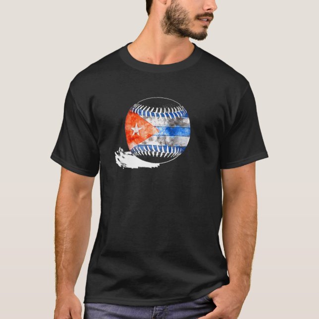 Camiseta Bandera cubana del béisbol vintage (Anverso)