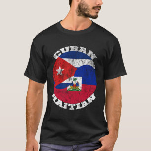 Camiseta Bandera cubana haitiana mitad cubana mitad haitian