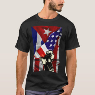 Camiseta Bandera cubana media estadounidense ruge ADN de Cu