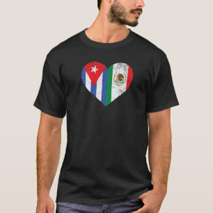 Camiseta Bandera Cubana Mexicana Corazón Amor Cuba México