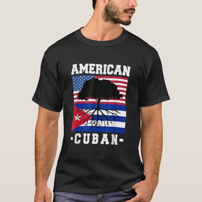 Camiseta Bandera cubana norteamericana Cuba Usa Estados Uni (Anverso)