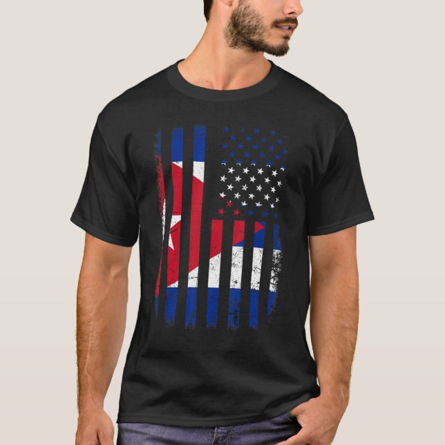 Camiseta Bandera cubana norteamericana cubana Rota Cuba (Anverso)