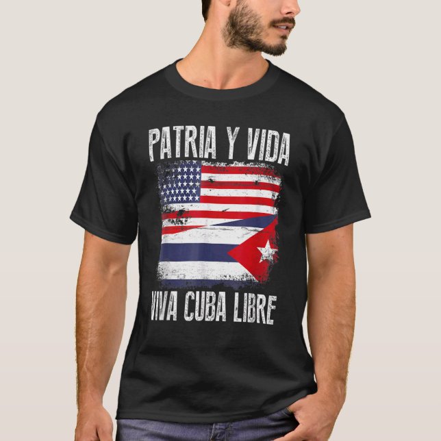 Camiseta Bandera cubana semiestadounidense vintage mujeres  (Anverso)