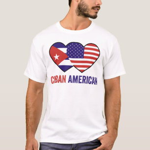 Camiseta Bandera Cubano Americana Corazón Raíces Cubanas Pa