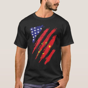 Camiseta Bandera cultivada americana china Mes de la herenc