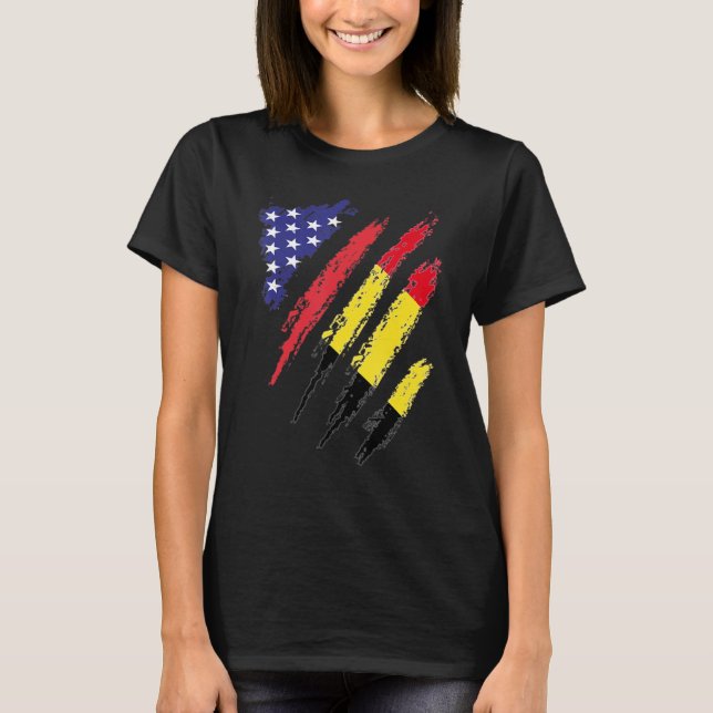 Camiseta Bandera cultivada de Bélgica Estados Unidos Patrim (Anverso)
