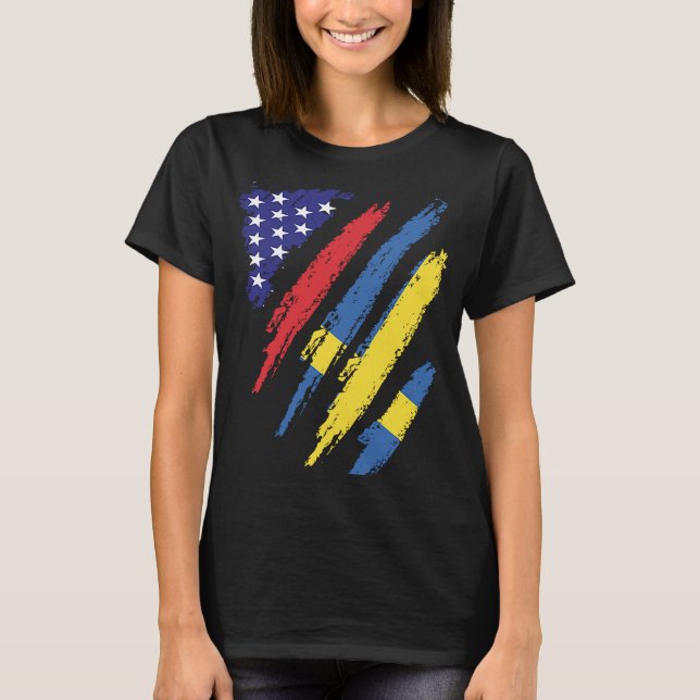 Camiseta Bandera cultivada estadounidense de Suecia Patrimo (Anverso)