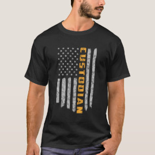 Camiseta Bandera Custodia Estadounidense Escuela De Janitor