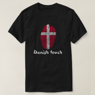 Camiseta Bandera danesa de la huella dactilar del tacto