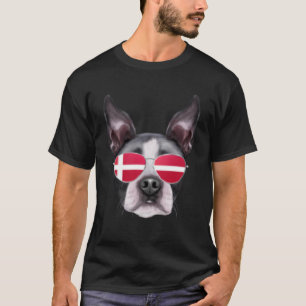 Camiseta Bandera danesa del Boston Terrier Dog Dinamarca