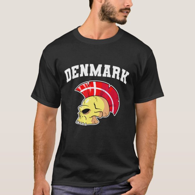 Camiseta Bandera Danmark Mohawk Skull Equipo nacional de Di (Anverso)