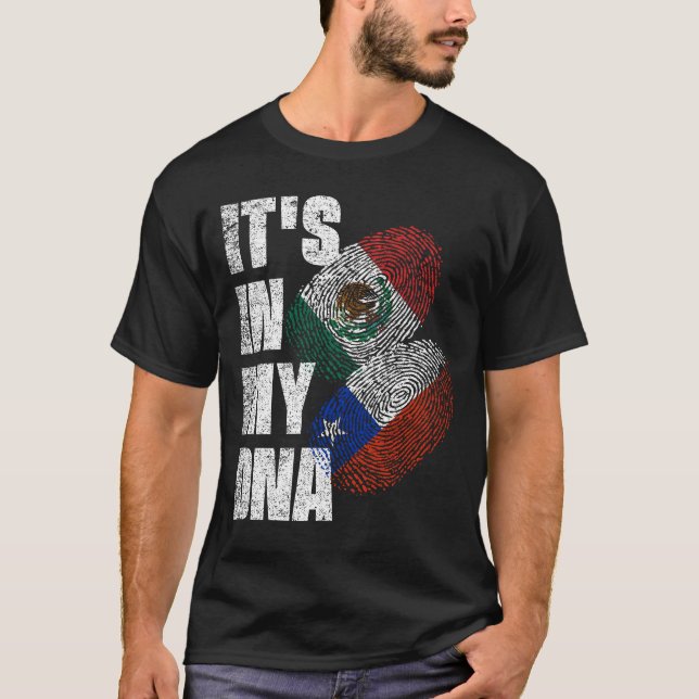 Camiseta Bandera De ADN Chilena Y Mexicana Mezcla Herencia (Anverso)