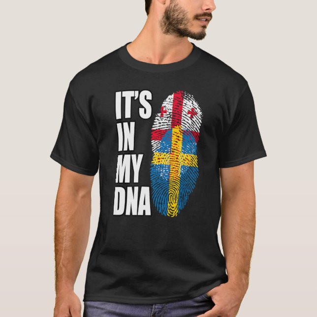 Camiseta Bandera De ADN Mezcla Georgiana Y Sueca (Anverso)