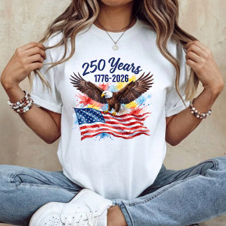 Camiseta Bandera de águila USA de acuarela de 250 años de l