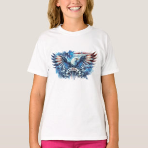 Camiseta Bandera de Águila y Estados Unidos.Patriótico.