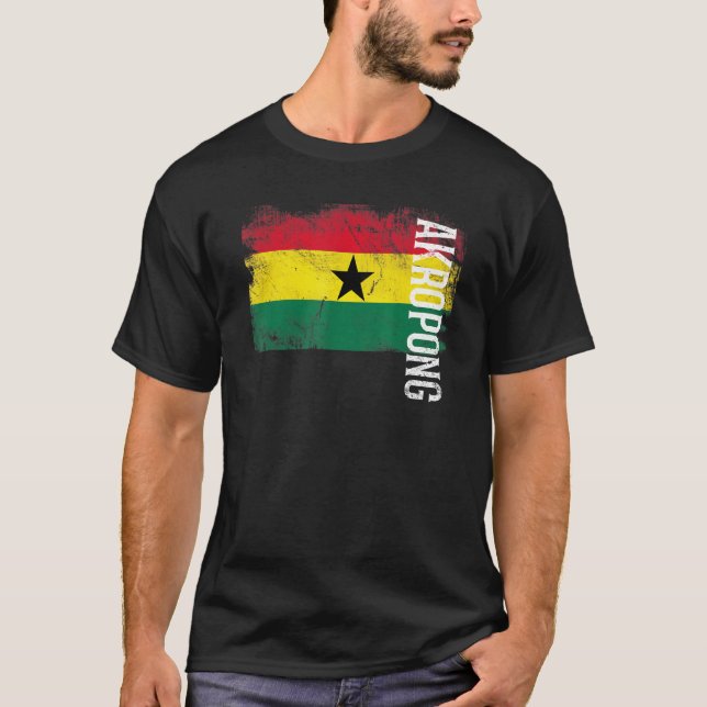 Camiseta Bandera de Akropong Ghana para hombres ghaneses mu (Anverso)