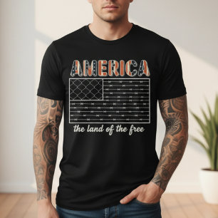 Camiseta Bandera de alambre de púas "América Tierra de los 