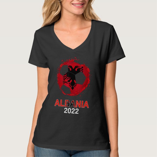 Camiseta Bandera de Albania 2022 Equipo de fútbol albanés A (Anverso)