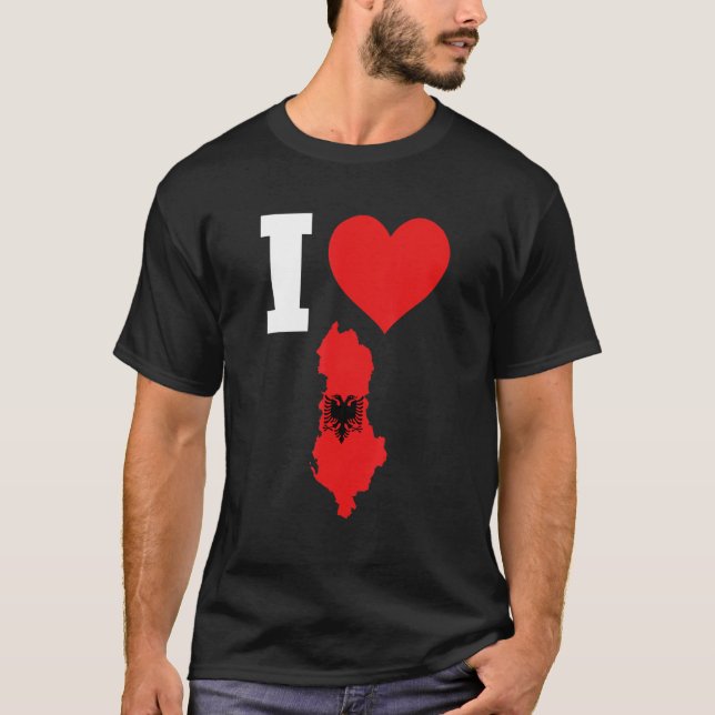Camiseta Bandera de Albania Amo Albania (Anverso)