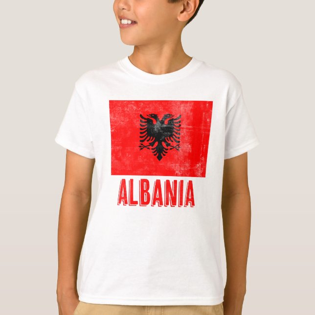 Camiseta Bandera de Albania "Grunge" look (Anverso)