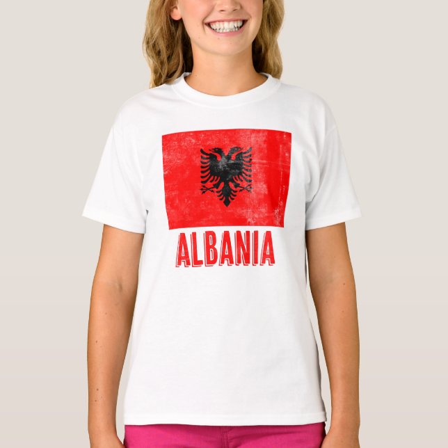 Camiseta Bandera de Albania "Grunge" look (Anverso)