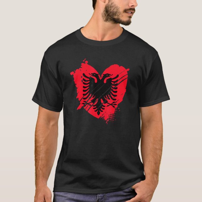 Camiseta Bandera de Albania Me Encanta Que Está En Mi Adn P (Anverso)