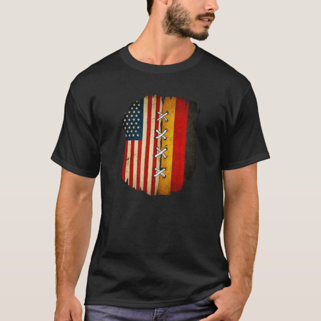 Camiseta Bandera de Alemania de Media Americana Media Alema (Anverso)