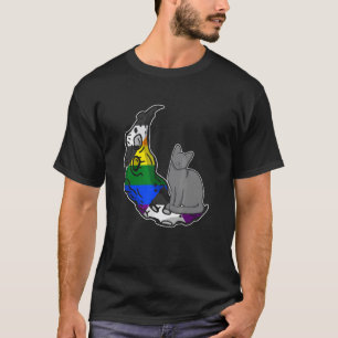 Camiseta Bandera de Aliado Recto Lunar Gato Espacio Seguro 