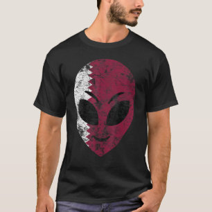 Camiseta Bandera de Alien Face V intage Retro Qatar