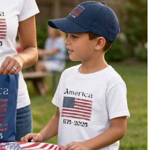Camiseta Bandera de América 1776 a 2026 Niños 250 Aniversar