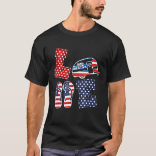 Camiseta Bandera de América Camping 4 de julio campista exc