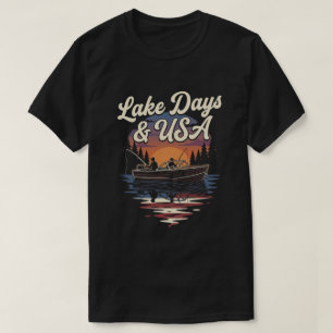 Camiseta Bandera de América EE. UU.: Barco de pesca días de