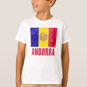 Camiseta Bandera de Andorra Grunge/ Aspecto "angustiado"