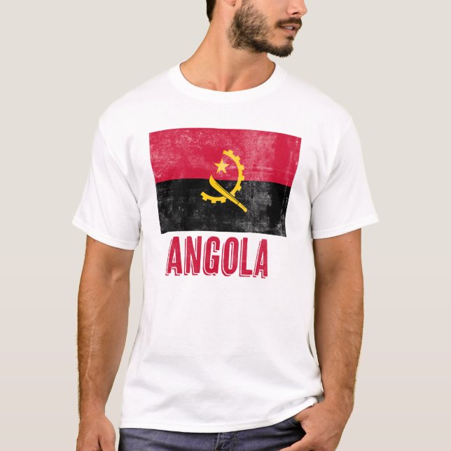 Camiseta Bandera de Angola de aspecto deslucido/ "angustiad (Anverso)